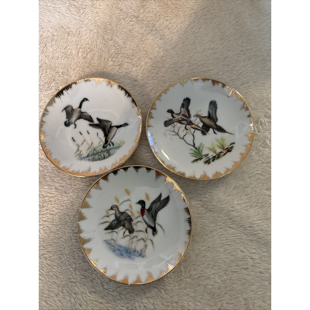 VTG Mini Plates Set of 3 Flying Birds 4" Kitchen King Japan